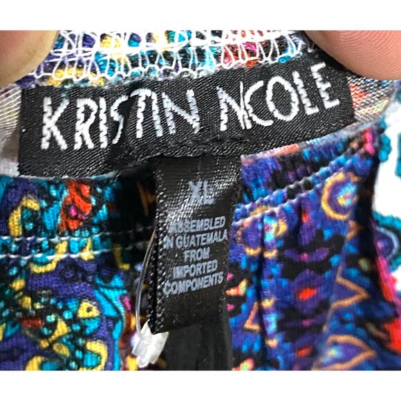 Kristin Nicole Off The Shoulder Ruffle Top Blouse XL Paisley Hippie Boho Artsy - Picture 7 of 10